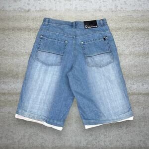Vintage Y2K South Pole Jean Shorts 36x15 Baggy Light Wash Leather 15" Inseam
